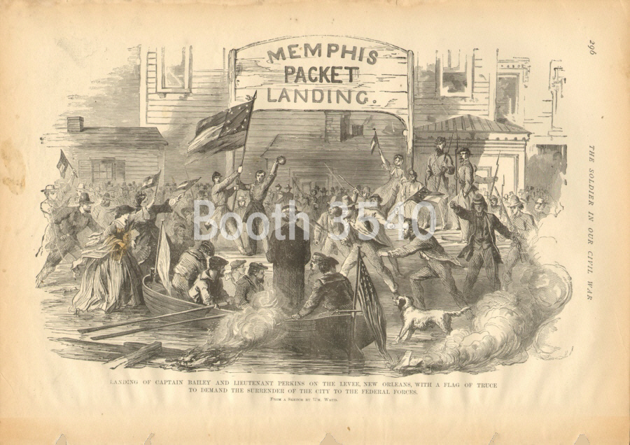 Landing Of Capt Bailey And Lt Perkins On The Levee New Orleans