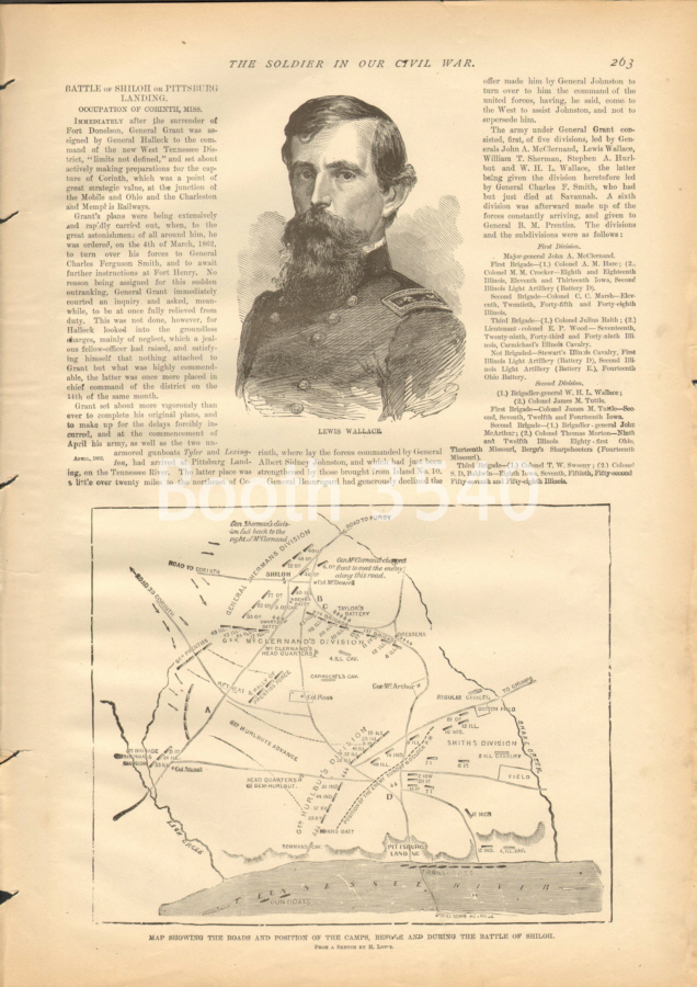 Lewis Wallace -- Map Showing The Roads And Postion Of The Camps During The Battle Of Shiloh