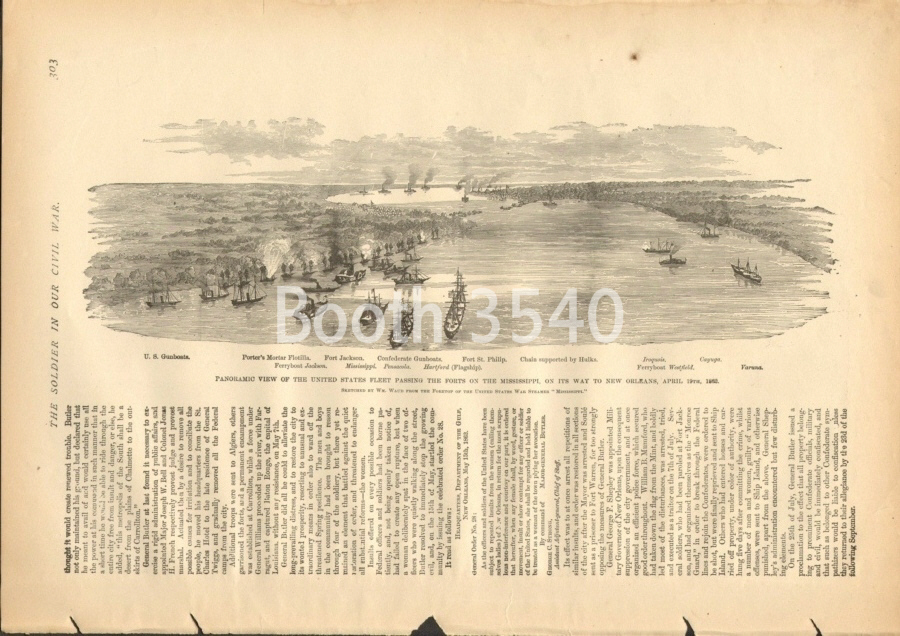 Panoramic View Of The US Fleet Passing The Forts On The Mississippi