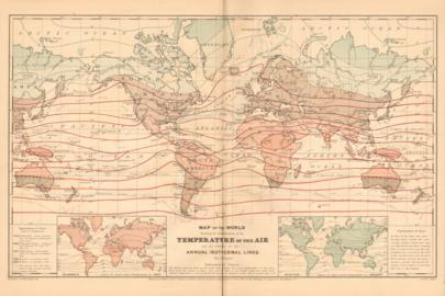 Map Of The World Showing The Distribution Of Temperature Of The Air And The Course Of The Annual Iso