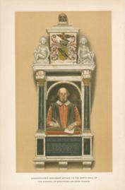 Shakespeares Monument Affixed To The North Wall Of The Chancel Of Stratford-On-Avon Church