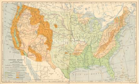 United States Physical Map Showing Natural Regions